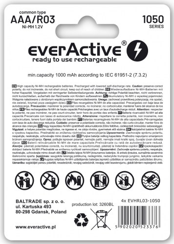 Akumulatorki everActive Ni-MH R03 AAA 1050 mAh Professional Line