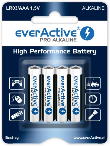 Baterie alkaliczne everActive Pro Alkaline LR03 AAA - blister 4 sztuki
