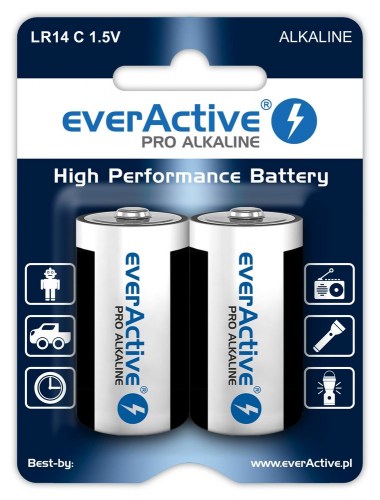 Baterie alkaliczne everActive Pro Alkaline LR14 C - blister 2 sztuki