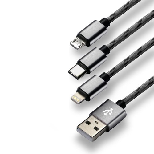  Kabel USB 3w1 - USB-C, Lightning, micro USB 120cm everActive CBB-1.2MCI do 2.4A 