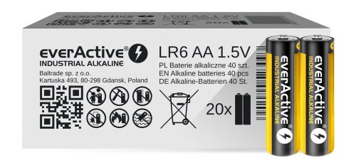 Baterie alkaliczne everActive LR6 AA Industrial Alkaline - kartonik 40szt