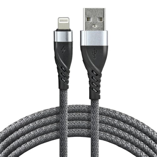 Kabel pleciony USB - Lightning everActive CBB-1IG 100cm do 2,4A szary