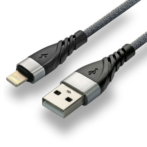 Kabel pleciony USB - Lightning everActive CBB-1IG 100cm do 2,4A szary