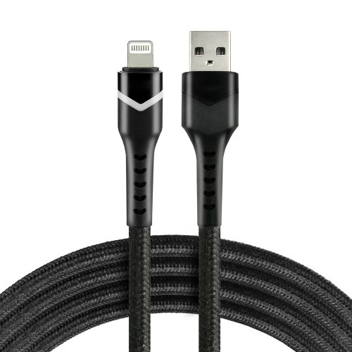 Kabel pleciony USB - Lightning everActive CBB-1IBR 100cm do 2,4A czarny