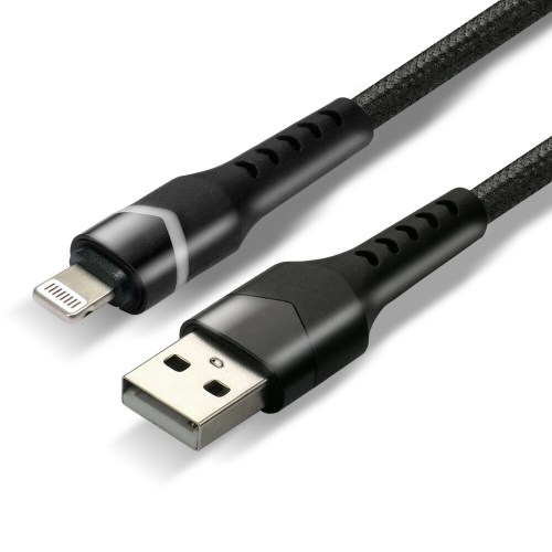 Kabel pleciony USB - Lightning everActive CBB-1IBR 100cm do 2,4A czarny