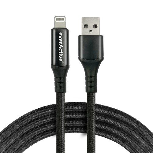 Kabel pleciony USB - Lightning everActive CBB-1IBL 100cm do 2,4A czarny