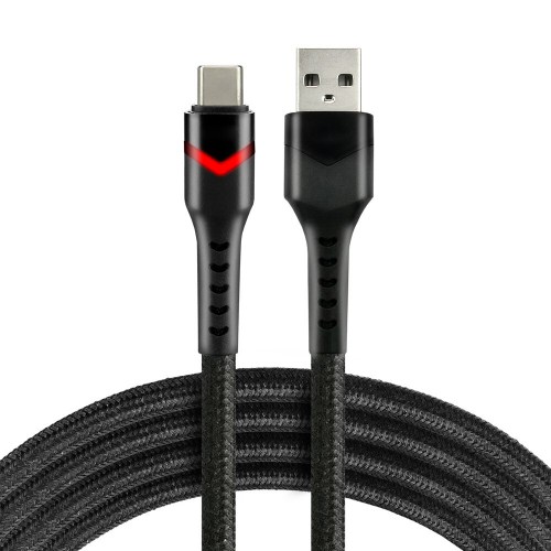 Kabel pleciony USB - USB-C everActive CBB-2CBR 200cm do 3A