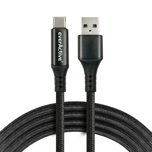 Kabel pleciony USB - USB-C everActive CBB-2CBL 200cm do 3A