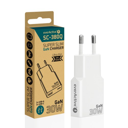 Ładowarka sieciowa everActive SUPER SLIM SC-380Q GaN