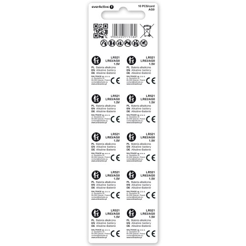 Baterie alkaliczne mini everActive AG0 G0 LR521 LR63