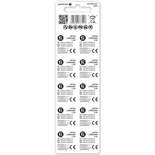 Baterie alkaliczne mini everActive AG5 G5 LR754 LR48