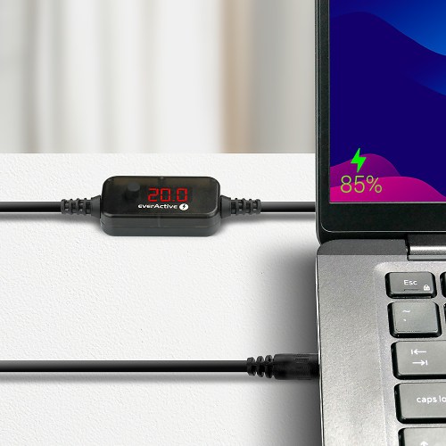 Uniwersalny zasilacz, selektor napięcia USB-C PD - DC 5V, 9V, 12V, 15V, 20V, 10 wtyków, everActive AD-PD65