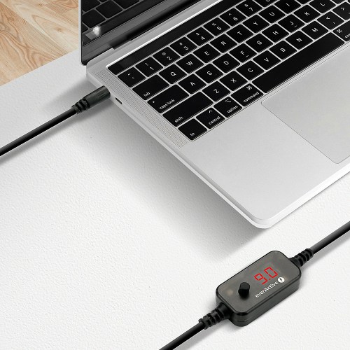 Uniwersalny zasilacz, selektor napięcia USB-C PD - DC 5V, 9V, 12V, 15V, 20V, 10 wtyków, everActive AD-PD65