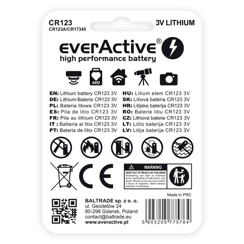Bateria foto litowa everActive CR123